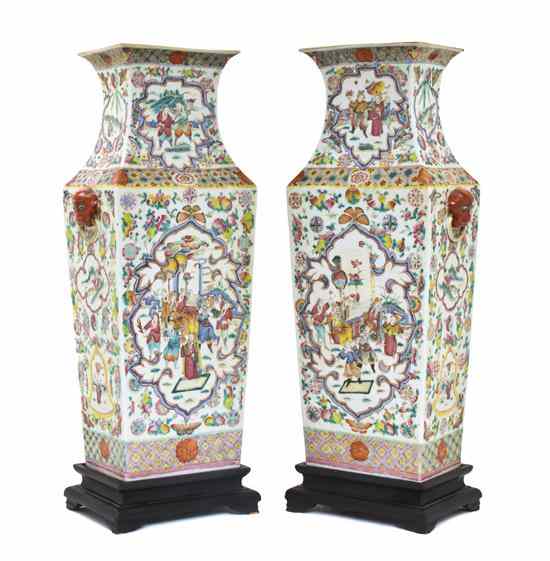 Appraisal: A Pair of Chinese Porcelain Baluster Vases each of squared