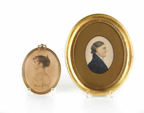 Appraisal: John Wesley Jarvis American - miniature watercolor and pencil portrait