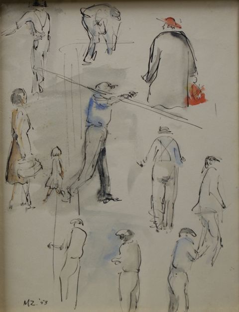 Appraisal: Mary Hammond born Workers ink and watercolour signed and dated