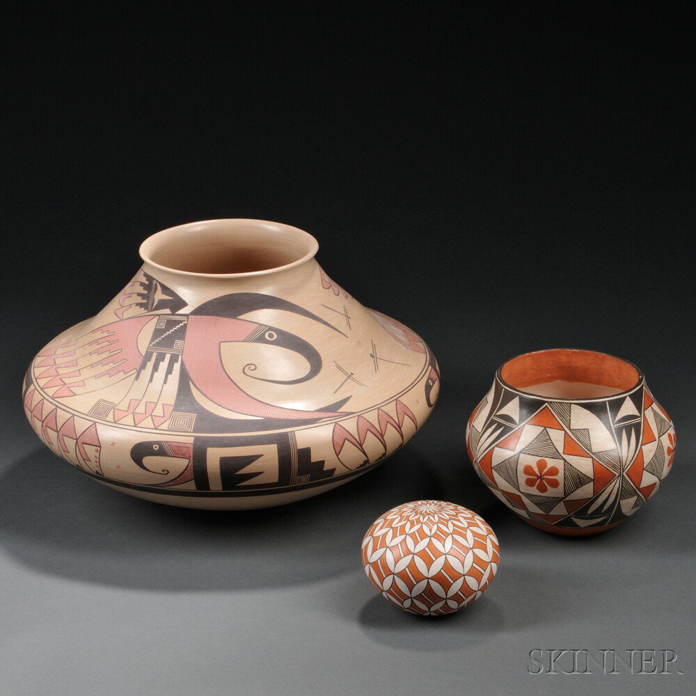 Appraisal: Three Contemporary Southwest Pottery Jars two Acoma one of them