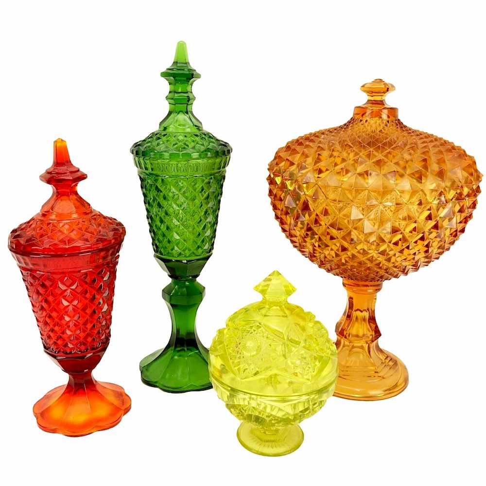 Appraisal: Grouping of Four Vintage Carnival Glass Grouping of Four Vintage