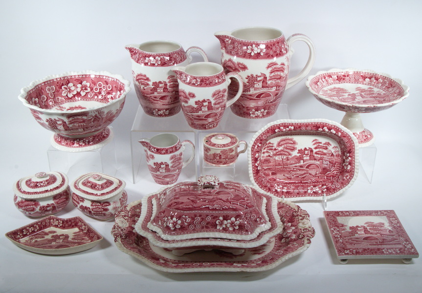 Appraisal: PCS SPODE PINK TOWER PARTIAL DINNER SERVCE Pieces of Spode