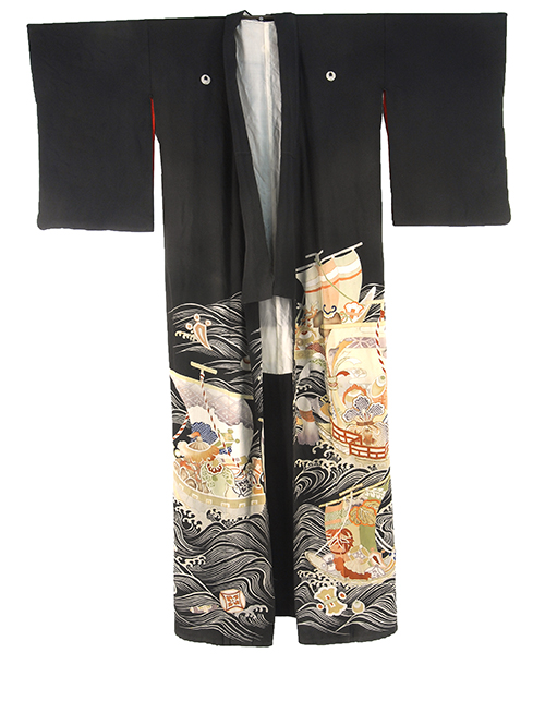 Appraisal: SILK KIMONO Taisho PeriodDecorated with takarabune and symbols of the