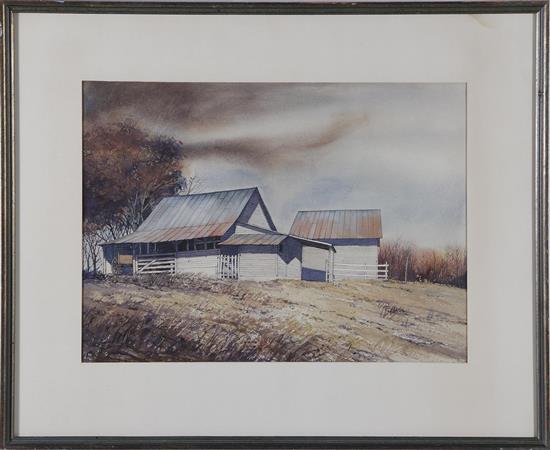 Appraisal: Darell Koons South Carolina b SMITH BARN IN NOVEMBER watercolor