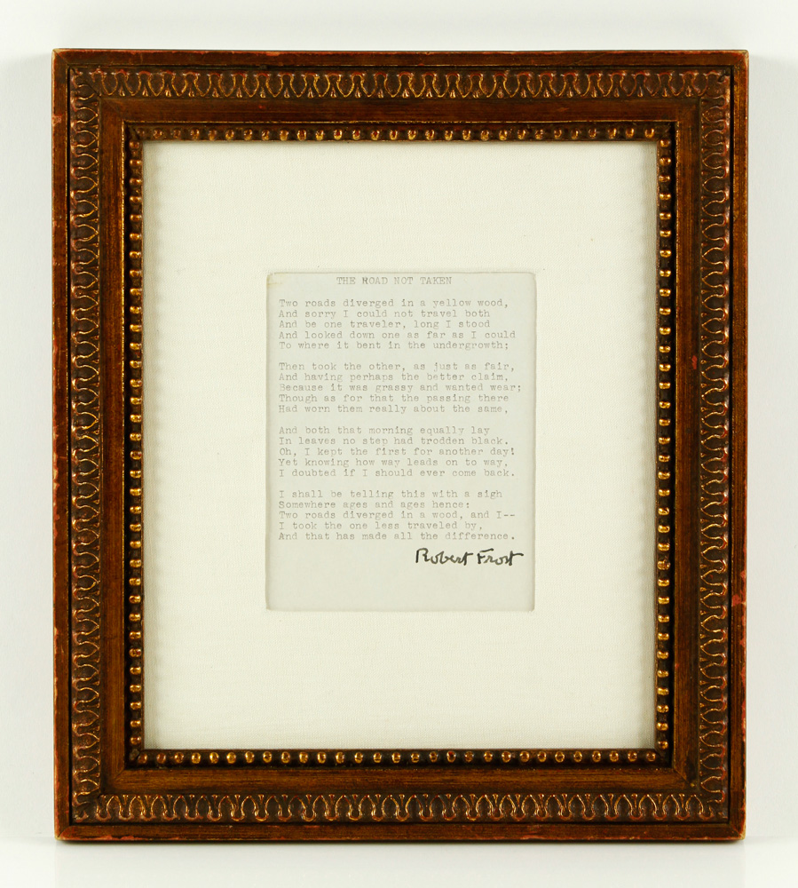 Appraisal: - Robert Frost Autographed Typescript Robert Frost autographed typescript of