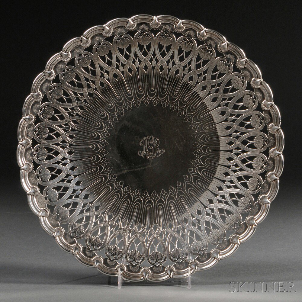 Appraisal: Tiffany Co Sterling Silver Reticulated Dish New York - monogram