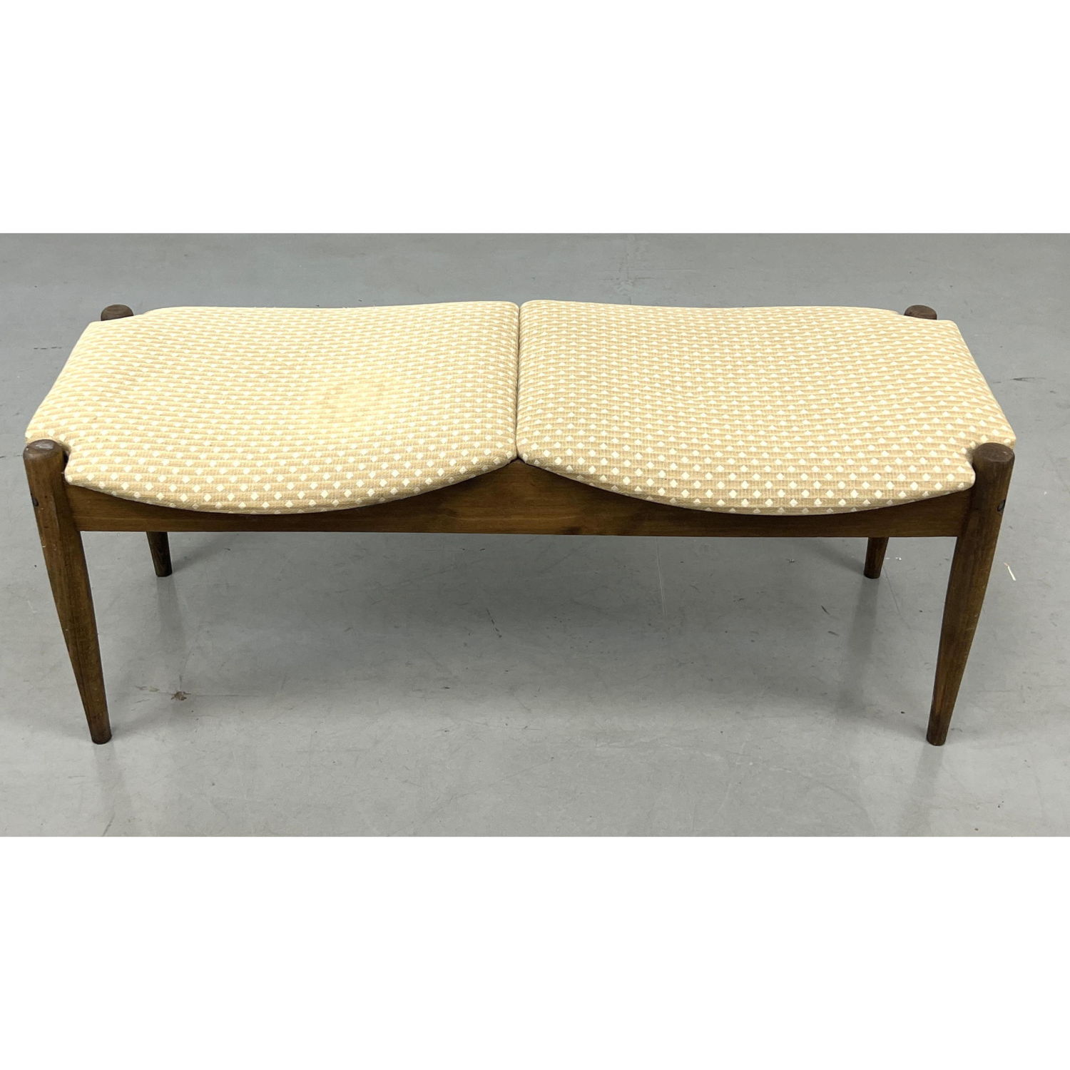 Appraisal: ARTHUR UMANOFF American Modern Walnut Bench Seat Two Upholstered Concave