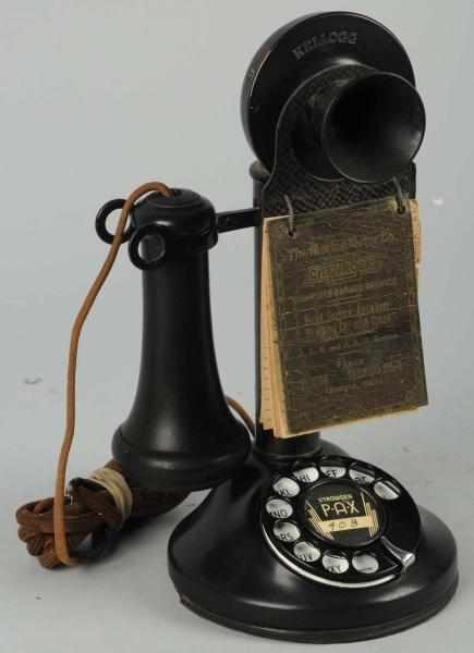 Appraisal: Kellogg Dial Candlestick Telephone Circa black brass marked faceplate receiver