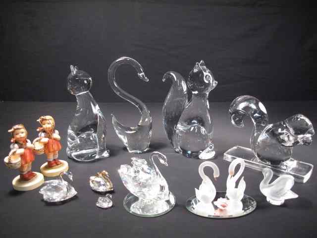 Appraisal: Group of assorted crystal animals Includes art glass cat art