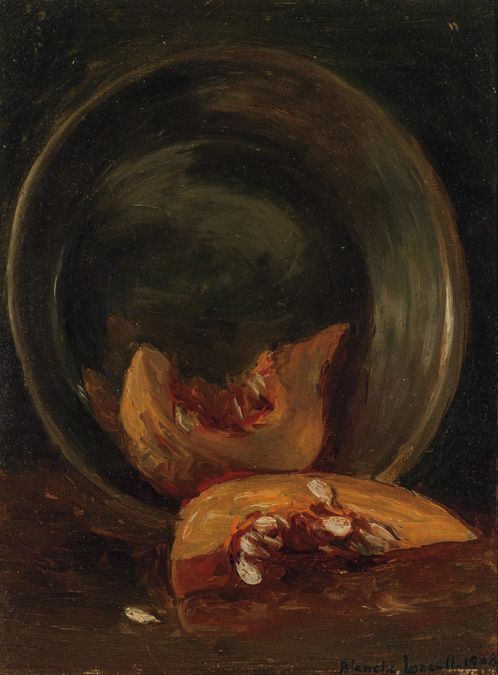 Appraisal: BLANCHE LAZZELL American - Still Life with Cantaloupe oil on