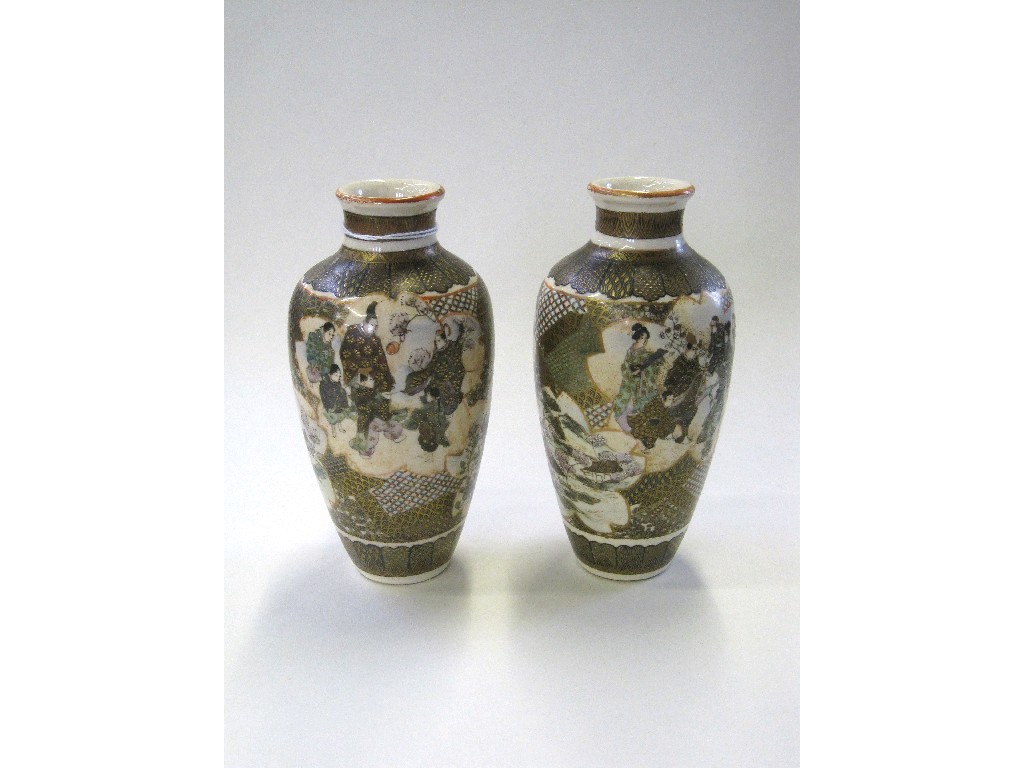 Appraisal: Pair of Satsuma vases decorated with figures and flowers