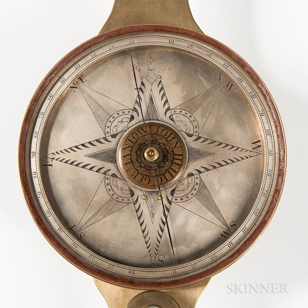 Appraisal: John Heilig Brass Surveyor's Compass John Heilig Brass Surveyor's Compass