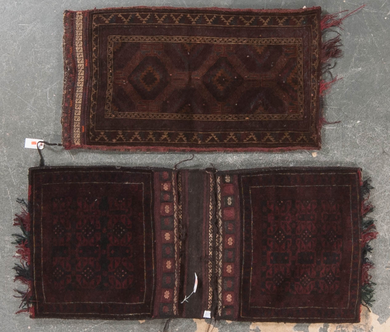 Appraisal: Two Afghani saddlebags Afghanistan circa One saddlebag is approx x