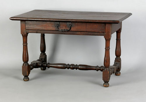 Appraisal: William Mary walnut tavern table ca the rectangular top over