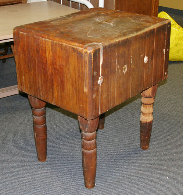 Appraisal: Vintage butcher block turned legs H x W x D