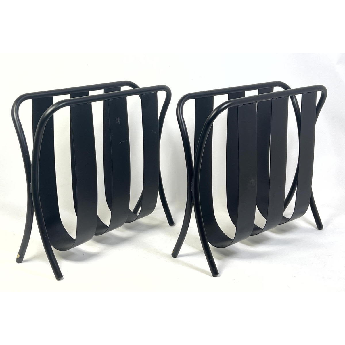 Appraisal: Pair AMISCO Black Metal Magazine Racks Dimensions H inches W