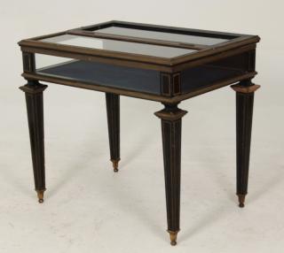 Appraisal: FRENCH NAPOLEONIC EBONY AND BRASS INLAID SPECIMEN TABLE LATE TH