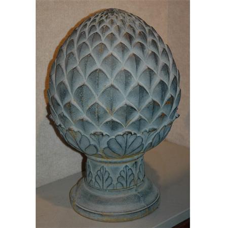 Appraisal: Pair of Painted Iron Pineapple-Form Garden Finials Height inches Estimate