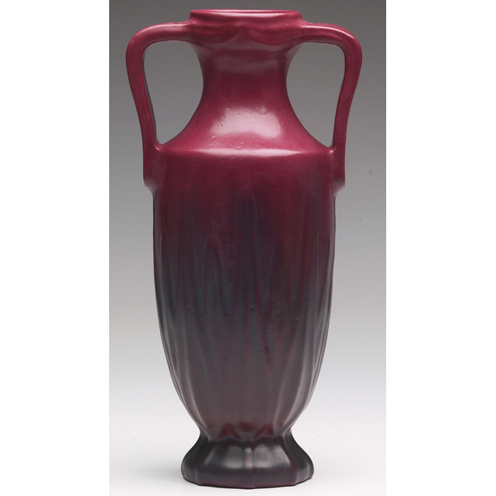 Appraisal: Van Briggle vase c double handled shape with molded vertical