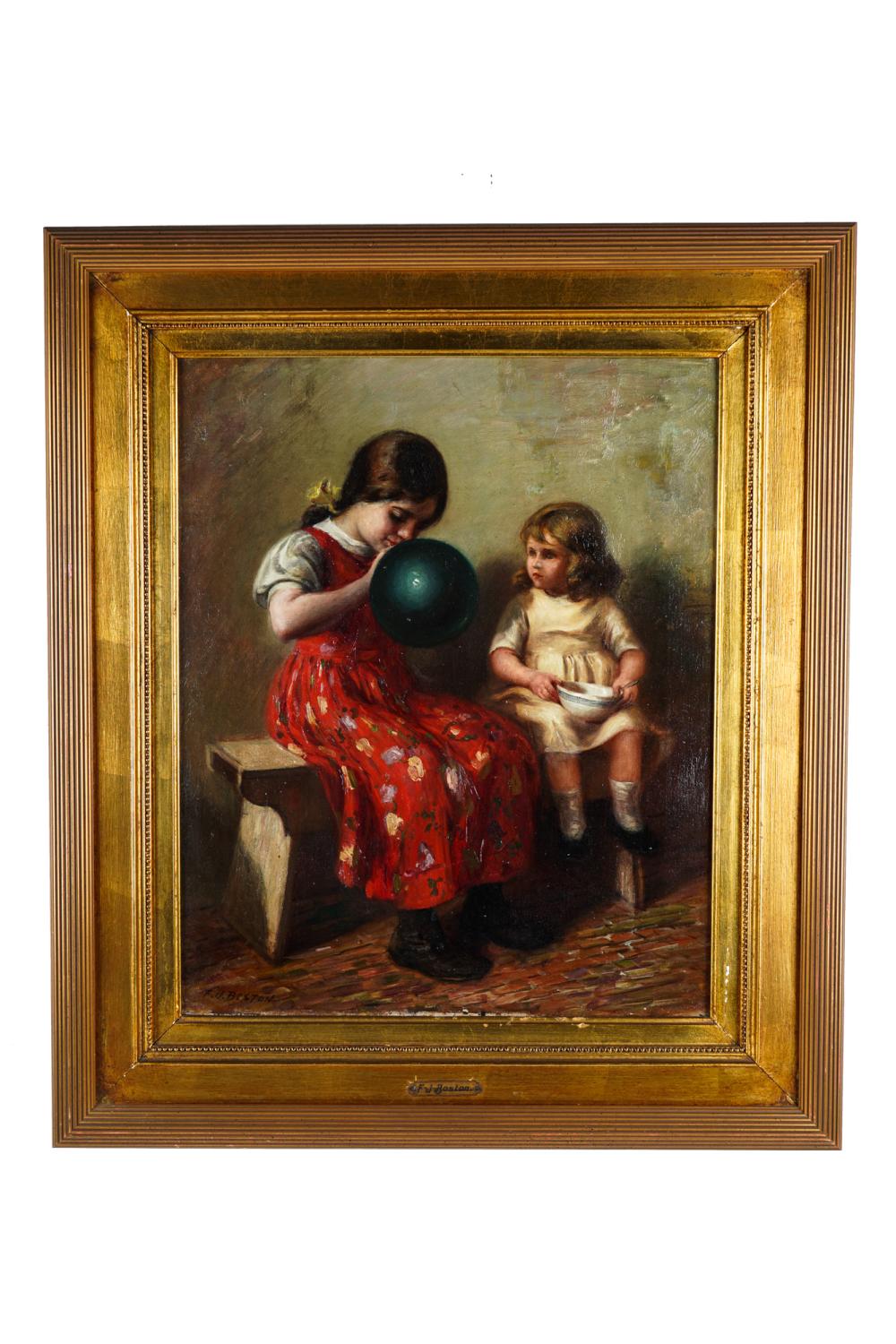 Appraisal: FREDERICK JAMES BOSTON TWO CHILDREN oil on canvas signed lower