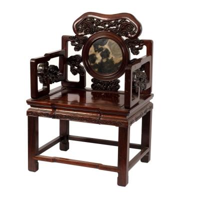 Appraisal: A Chinese carved hardwood Mandarin chair decorated a stylised cloud