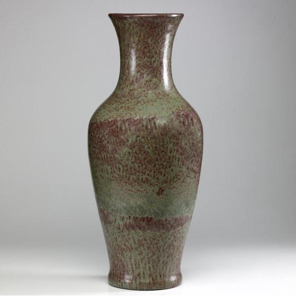 Appraisal: ROSEVILLE Pauleo exceptional floor vase with matte green and raspberry