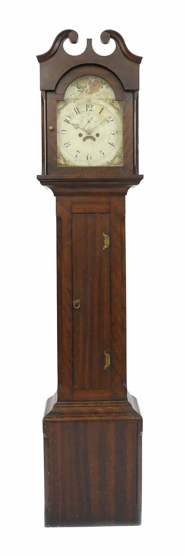 Appraisal: Mid-Atlantic Federal cherry tall case clock early th c with