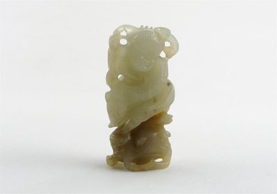 Appraisal: A small Chinese pale celadon carving of a boy standing