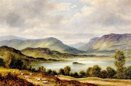 Appraisal: M Goodman British late th century LAKE AT MOUNTAIN BASE