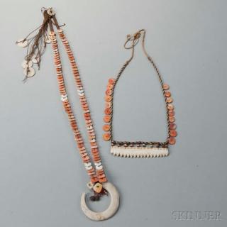 Appraisal: Two Melanesian Shell and Fiber Neck Ornaments both with a