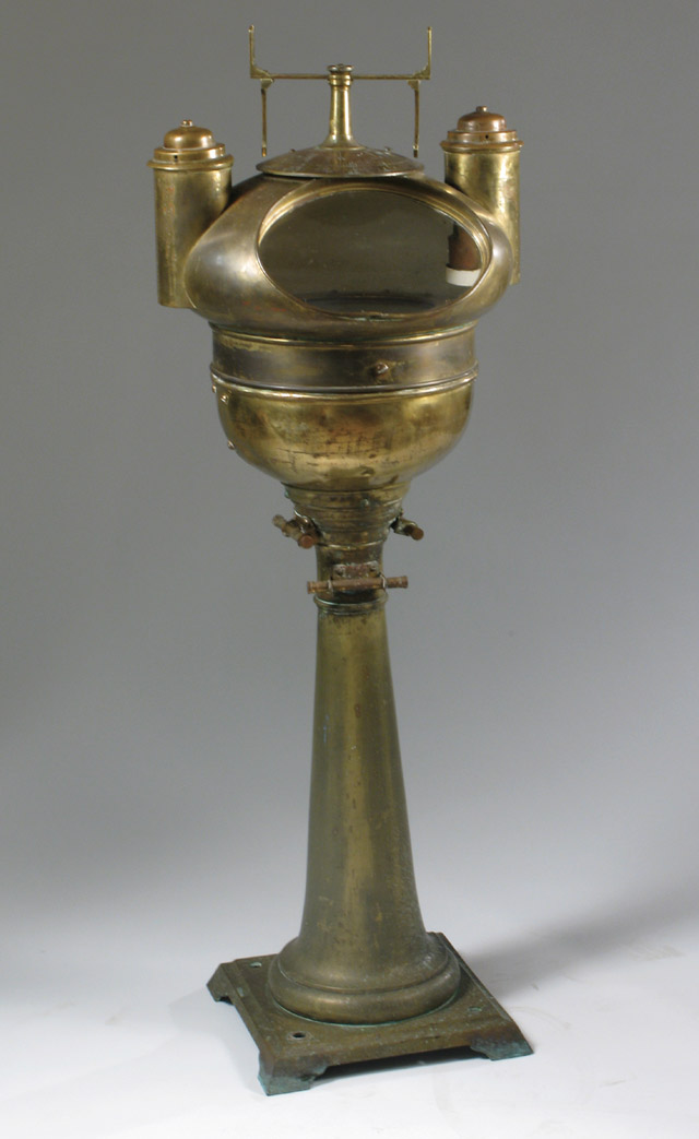 Appraisal: BRASS SHIP'S BINNACLE WITH COMPASS American early th century having