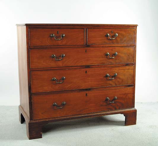 Appraisal: ENGLISH MAHOGANY TWO OVER THREE DRAWER GEORGIAN CHEST Circa Original