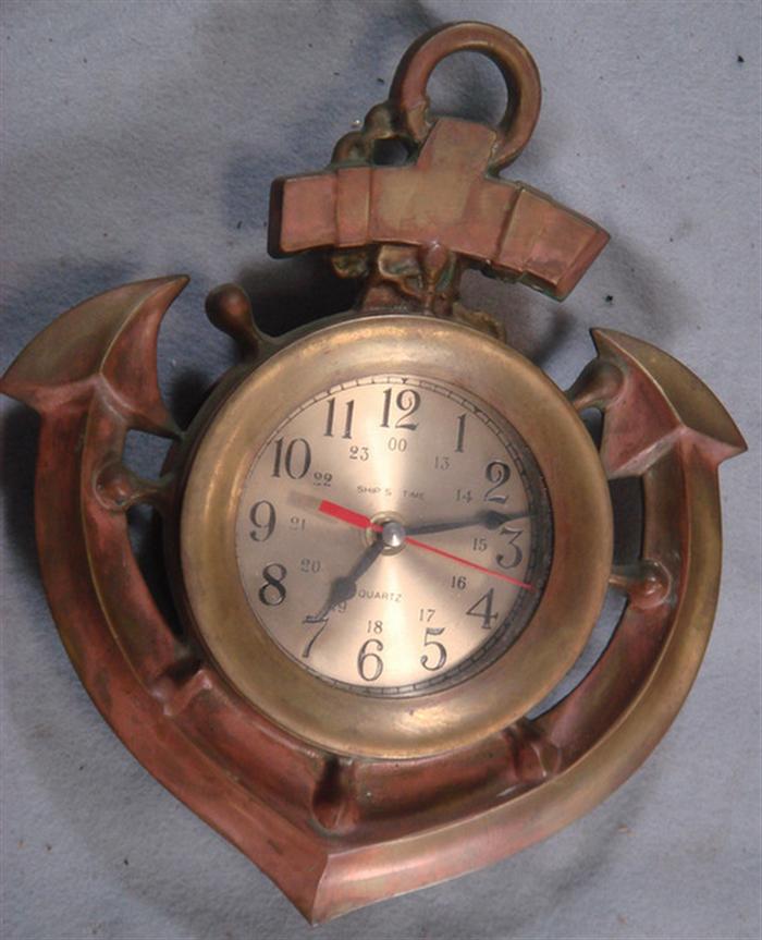 Appraisal: Brass ship's anchor quartz clock h Estimate -