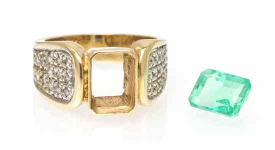 Appraisal: A Karat Yellow Gold Emerald and Diamond Ring consisting of