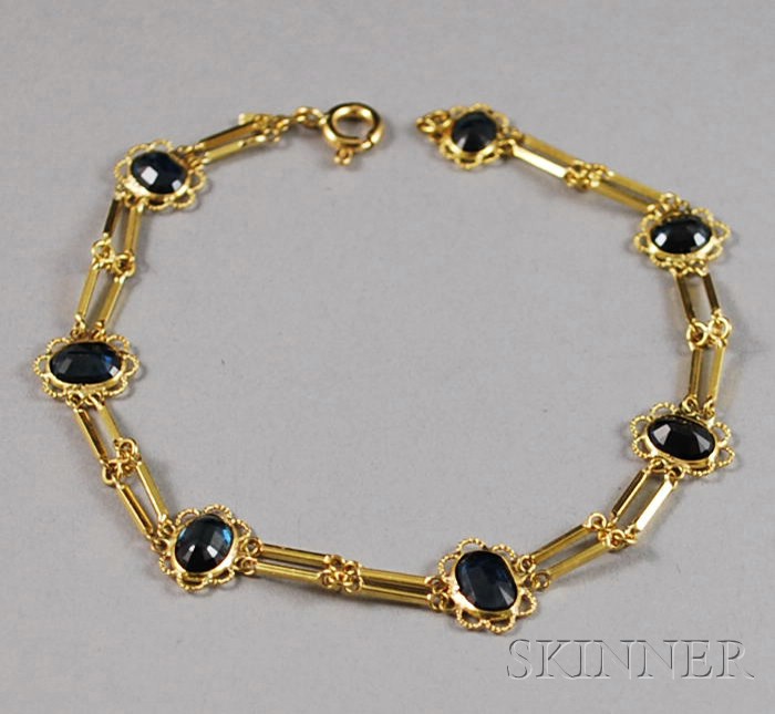 Appraisal: kt Gold and Sapphire Bracelet lg in