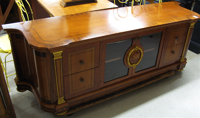 Appraisal: NEOCLASSICAL STYLE LOW BUFFET Italian th century of burl maple