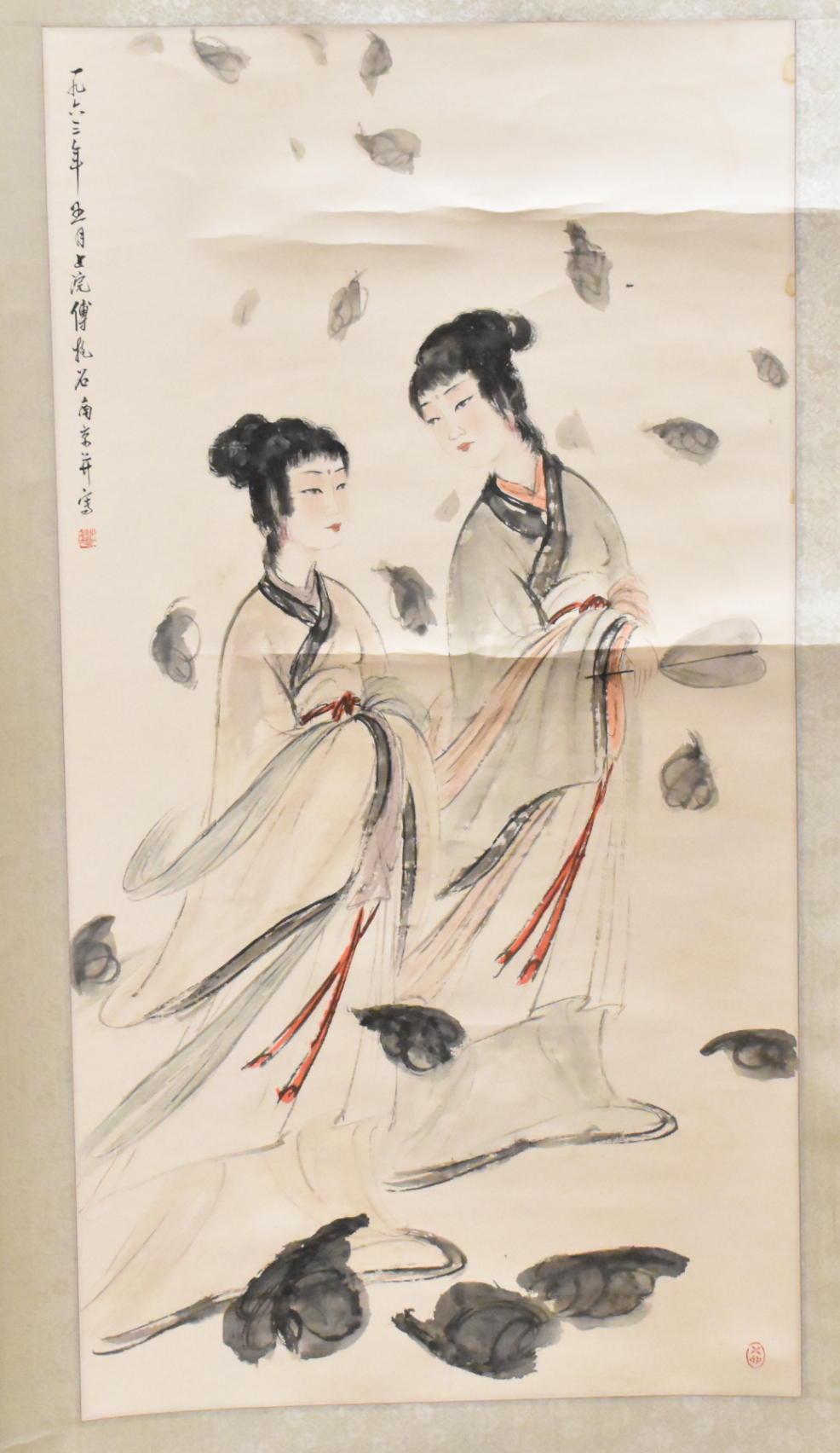 Appraisal: A Chinese scroll painting of a two ladies attributed to