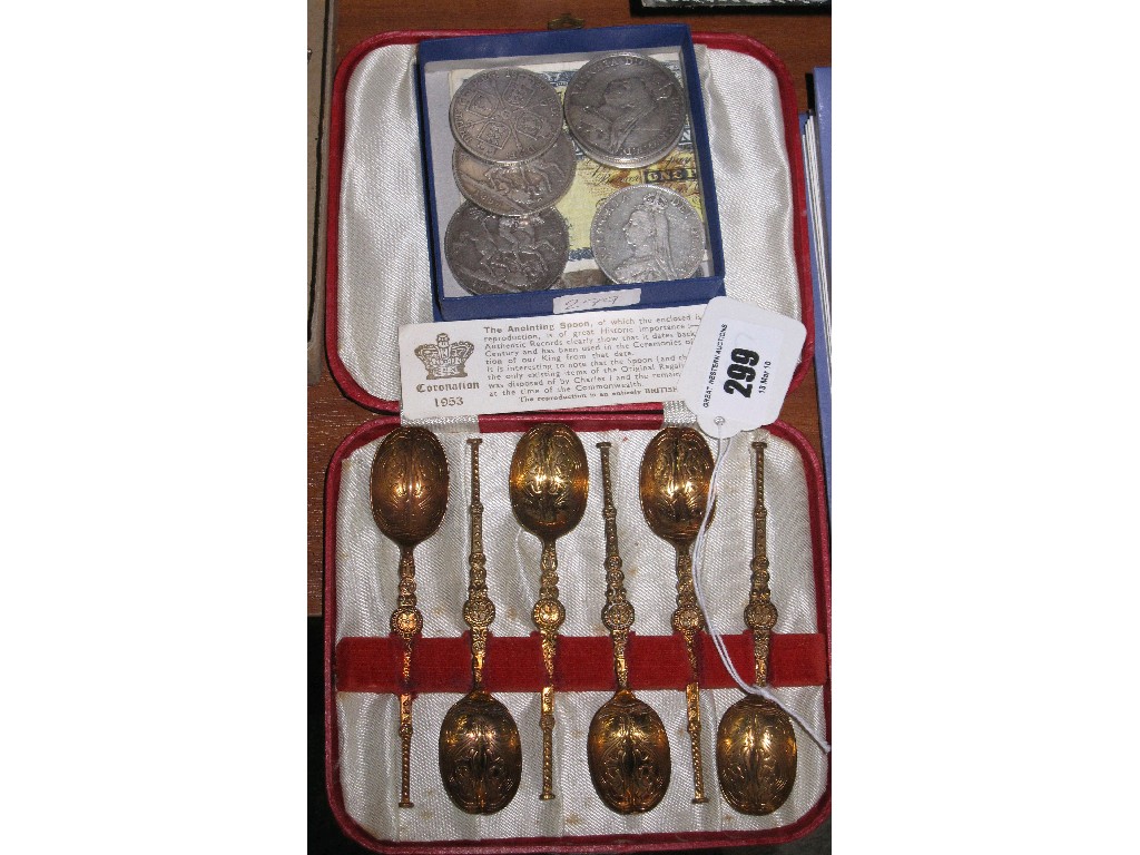 Appraisal: Lot comprising cased set of spoons and a box of