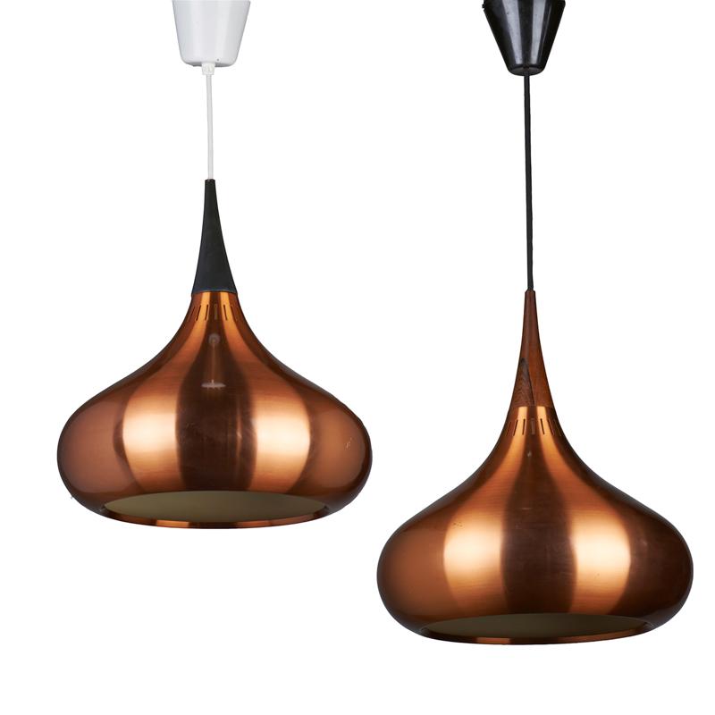 Appraisal: JO HAMMERBORG FOG MORUP Two Minor Orient pendant lamps Denmark