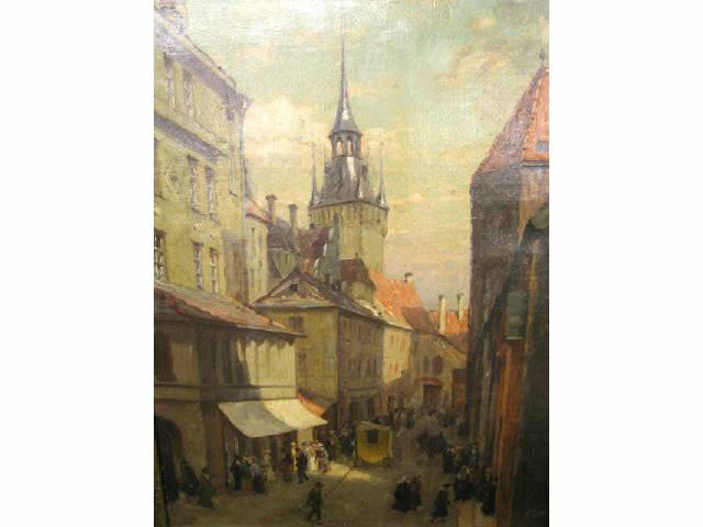 Appraisal: Charles Vetter OIl European Street Scene on canvas image area