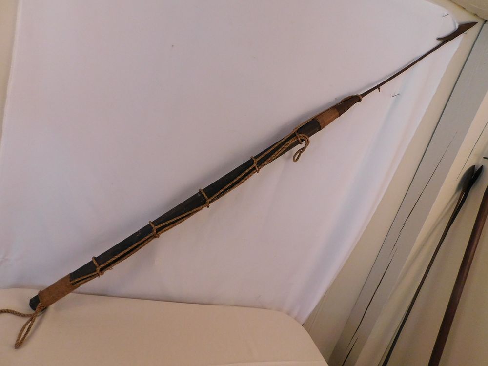 Appraisal: LONG HARPOON W SHAFT Authentic iron whale harpoon with LATER