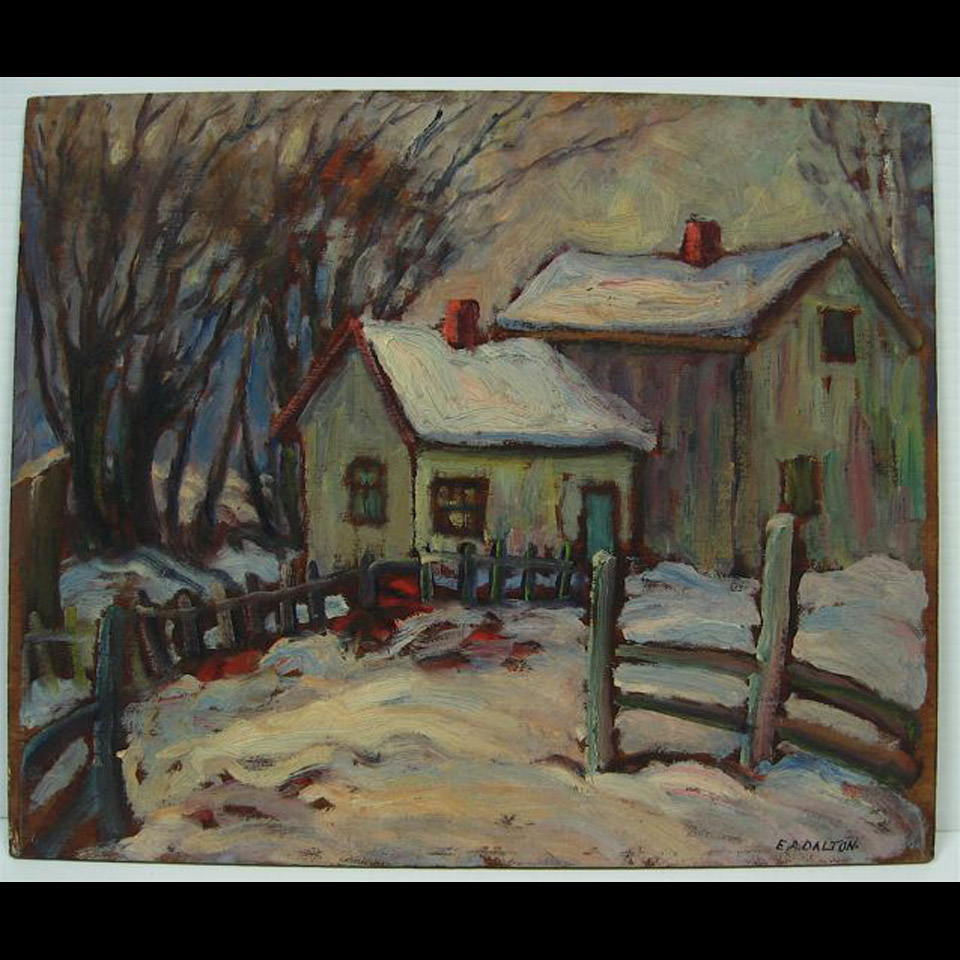 Appraisal: HOUSE IN WINTER ERNEST ALFRED DALTON - CANADIAN OIL ON