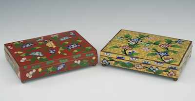 Appraisal: A Pair of Chinese Cloisonne Enamel Export Card Boxes Early