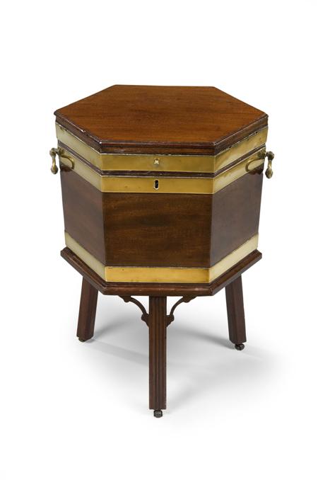 Appraisal: A George III mahogany and brass bound wine cooler of