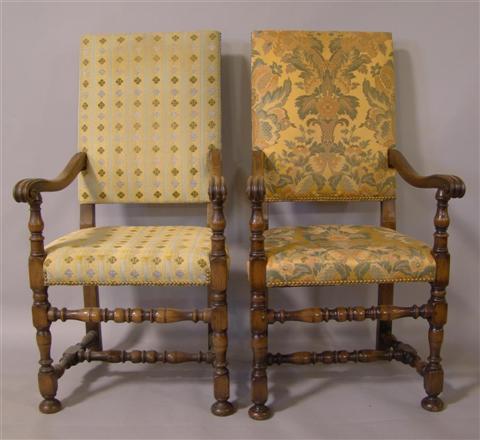 Appraisal: THREE SIMILAR WILLIAM AND MARY STYLE ARMCHAIRS the straight back