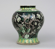 Appraisal: Chinese Famille Noir Vase GuangXu ca late th Polychromed vase