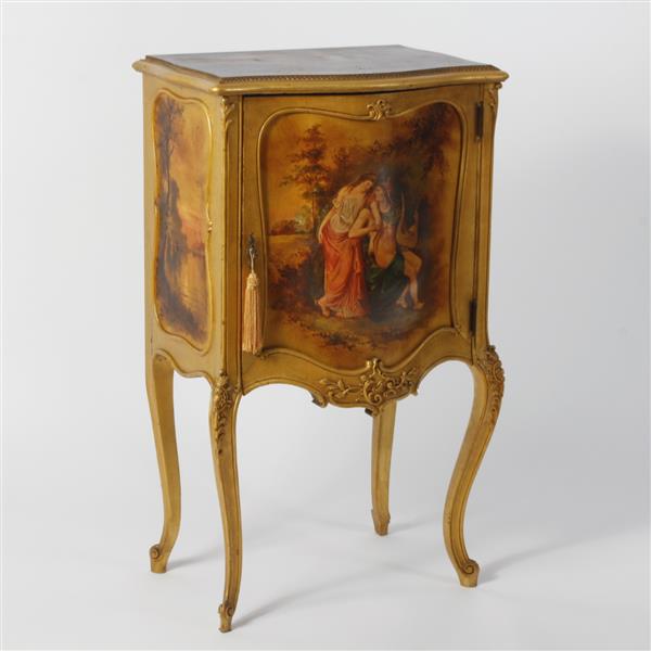 Appraisal: Louis XV vernis Martin style music cabinet depicting an image