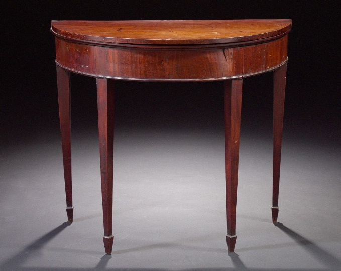 Appraisal: George III-Style Mahogany Card Table late th century the demi-lune