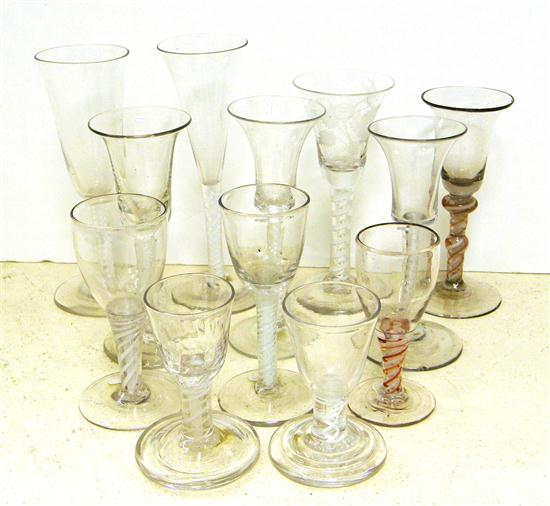 Appraisal: Twelve th C twisted stem colorless glasses ranging in size