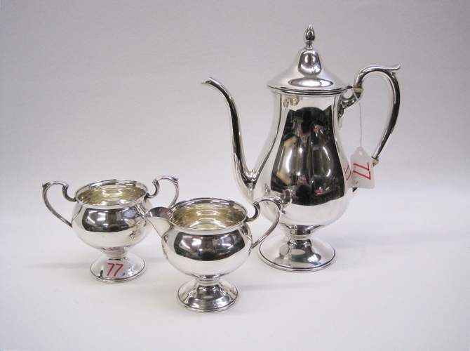 Appraisal: AMERICAN THREE PIECE STERLING COFFEE SET by M Fred Hirsch